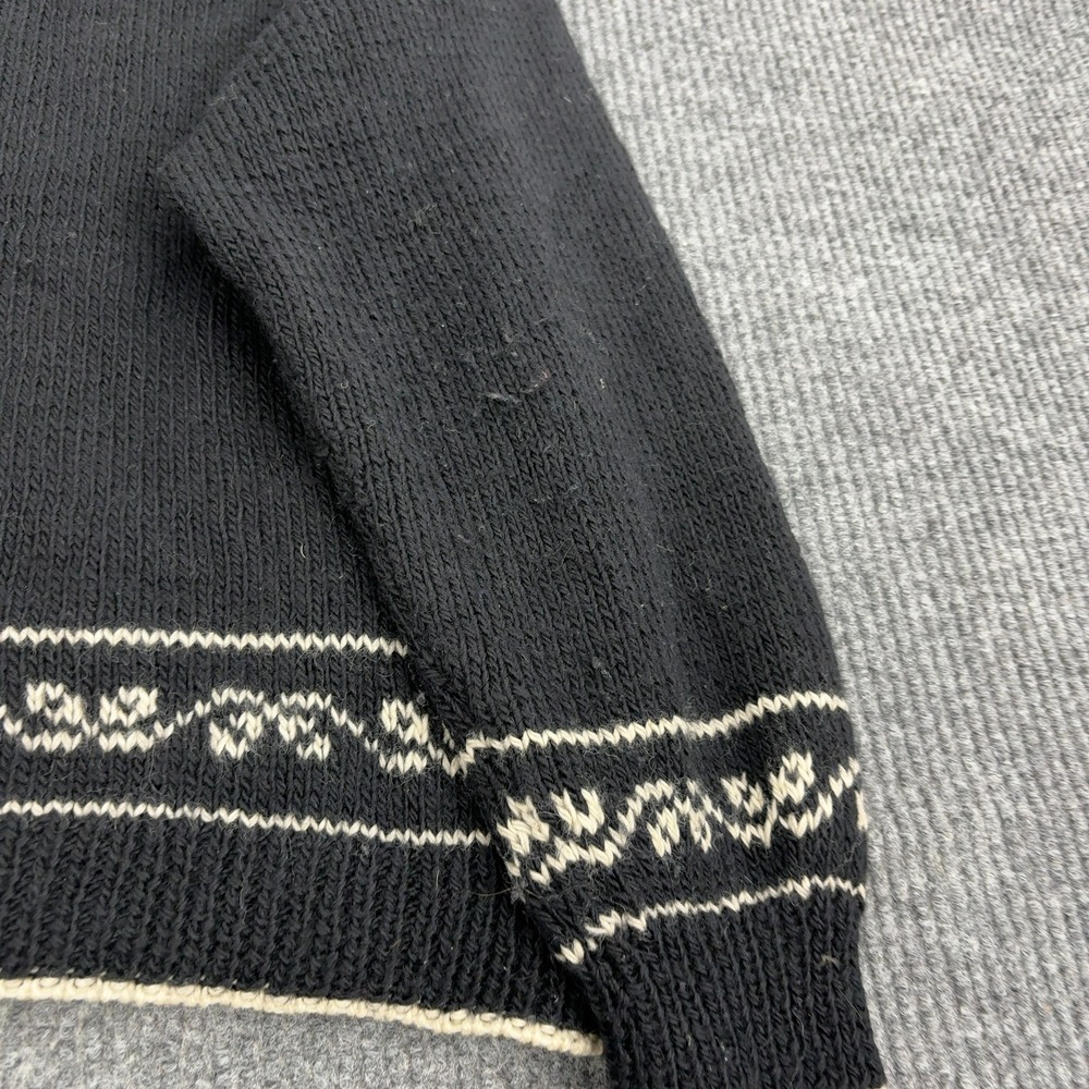 Vintage South Wool Sweater Mens M Black Wool Bird Floral Mock Neck Cottagecore - Picture 6 of 8